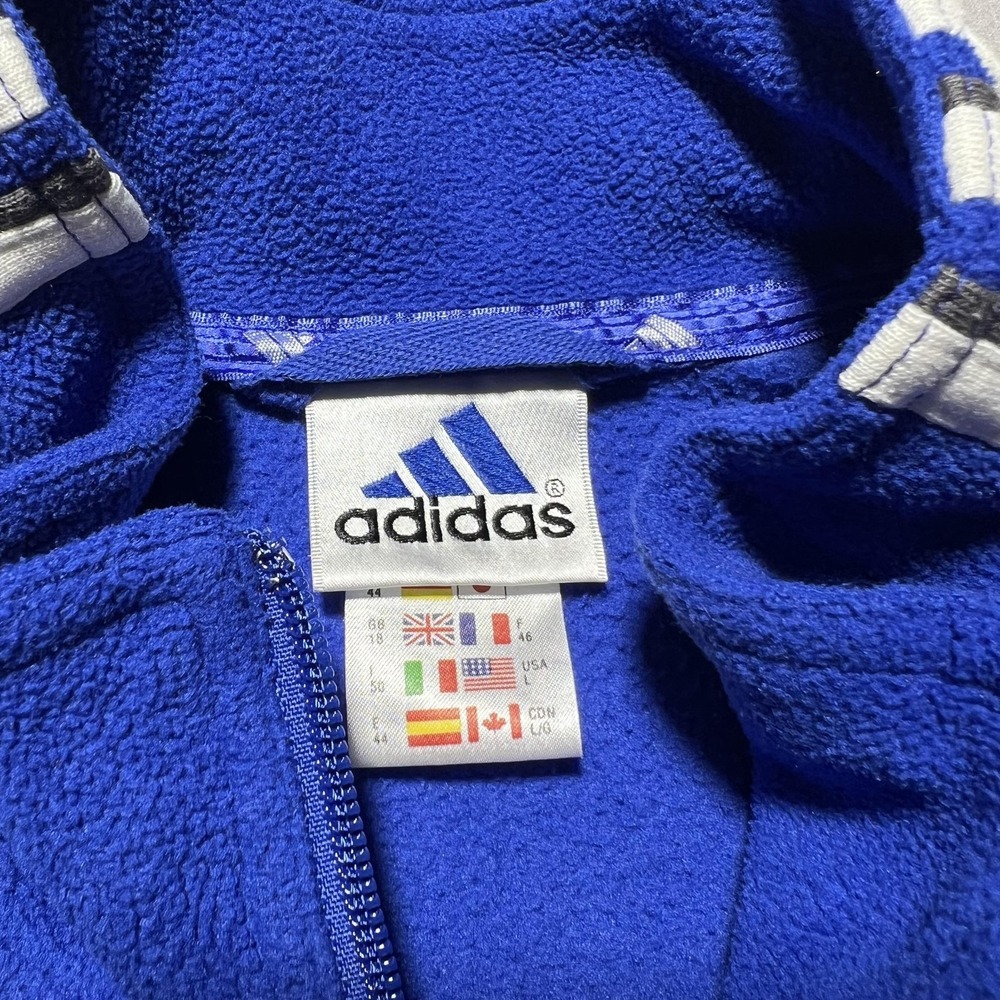 Vintage Adidas Jacket Mens Large Fleece Three Stripes Full‎ Zip 90s 614617 - Picture 6 of 16